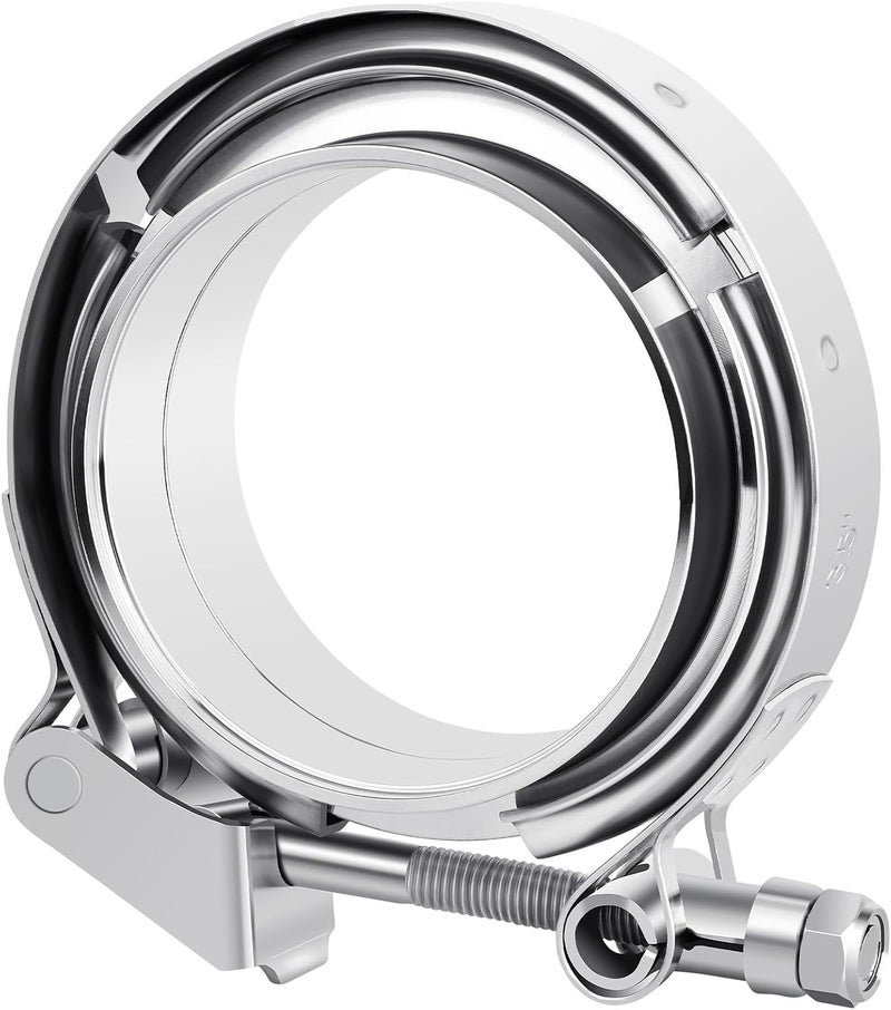MuHize 3.5 Inch Quick Release V Band Clamp with Male Female Flanges - 304 Stainless Steel Heavy Duty Exhaust Clamp for Turbo/Headers/Manifolds - Image 1